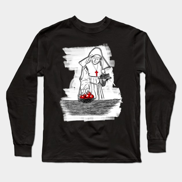 Gothic Priestess Drawing Long Sleeve T-Shirt by Raimondi